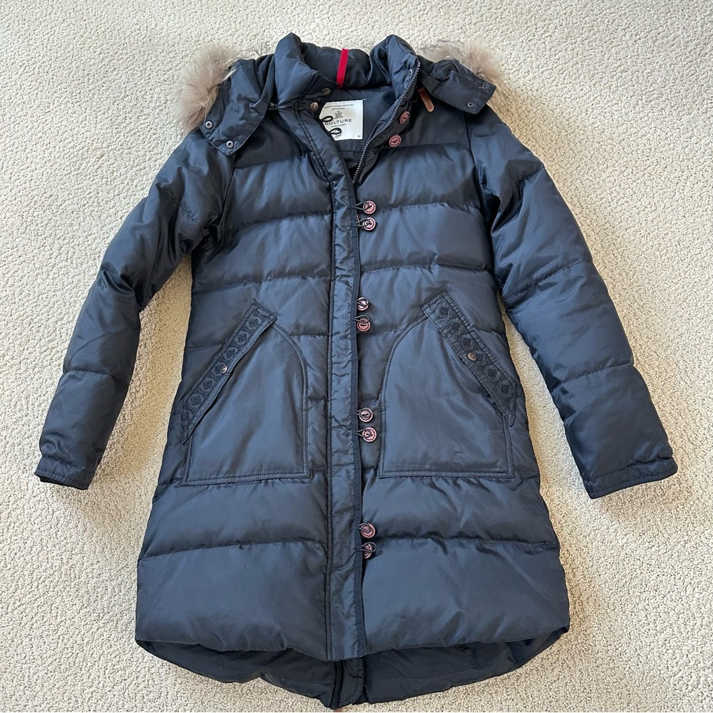 Black Utility Jacket with Hood and Quilted Puffer Style